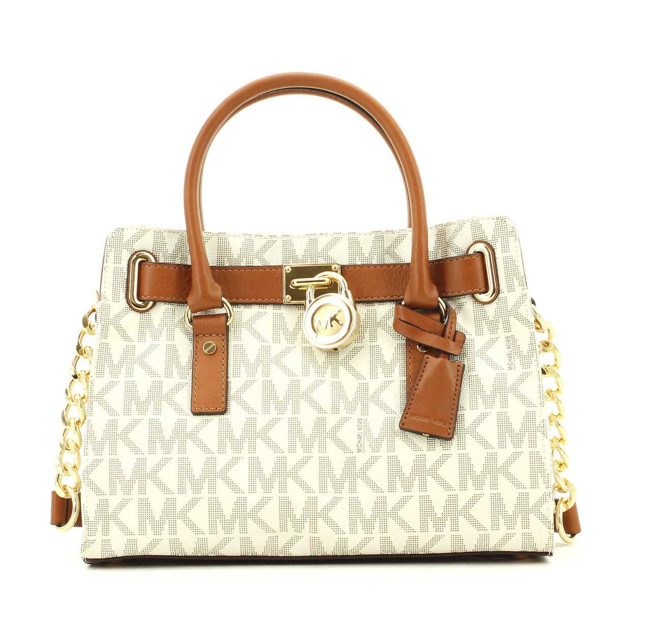 Michael Kors Hamilton Handtas Logo Vanille