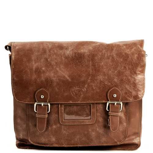 MicMac A4 Schoudertas Craquelé Dark Tan