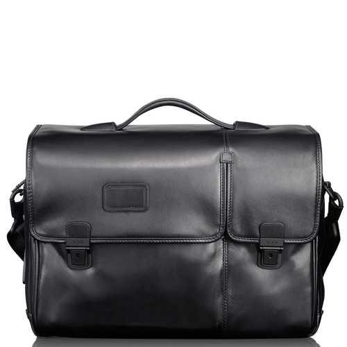 Tumi Alpha Leather Business A4 tas 2-vaks Expandable Black