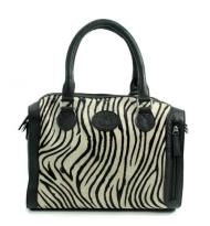 MicMac Handtas leder "Animal" Zebra