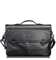 Tumi Alpha Business Leather laptoptas Zwart